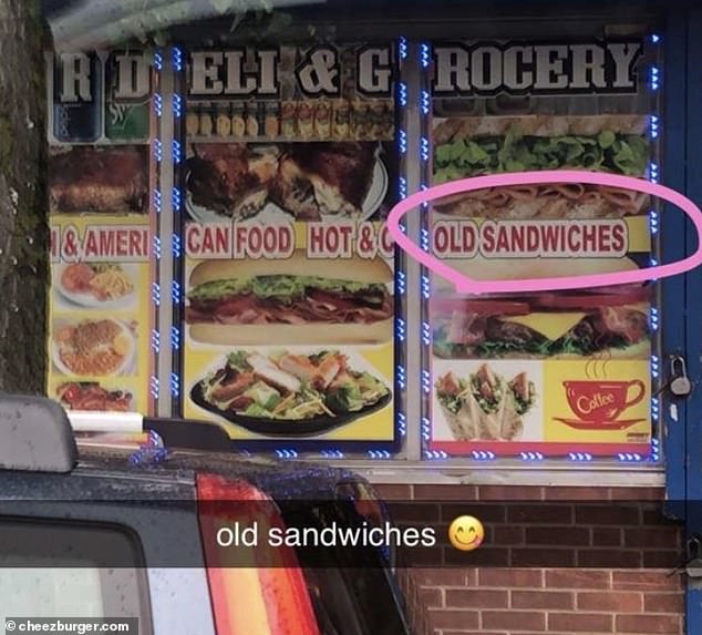 Tasty!  Another person in the US saw a sign for 'old sandwiches' outside a grocery store