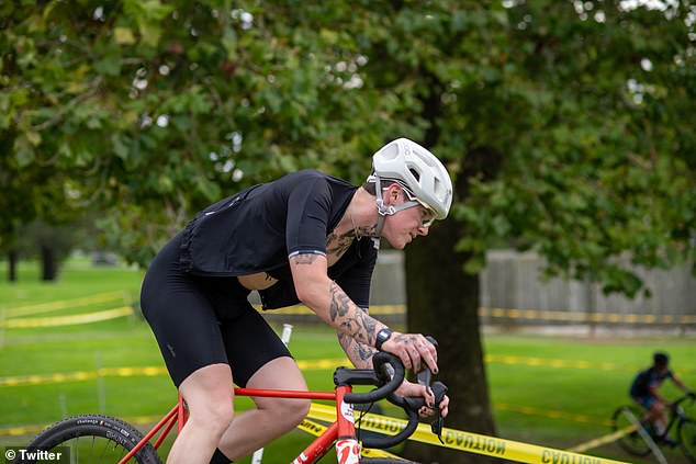 Williamson is pictured cycling at the Chicago CycloCross Cup.  She placed fourth in the Women's Cat Half and received a $75 prize