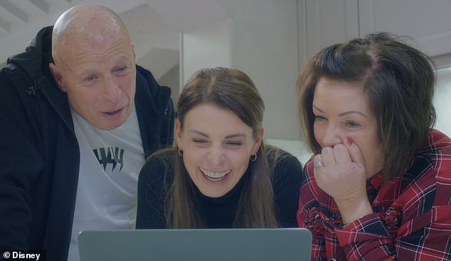 Ha!  Coleen was seen huddling around the computer with her dad Tony and mum Colette