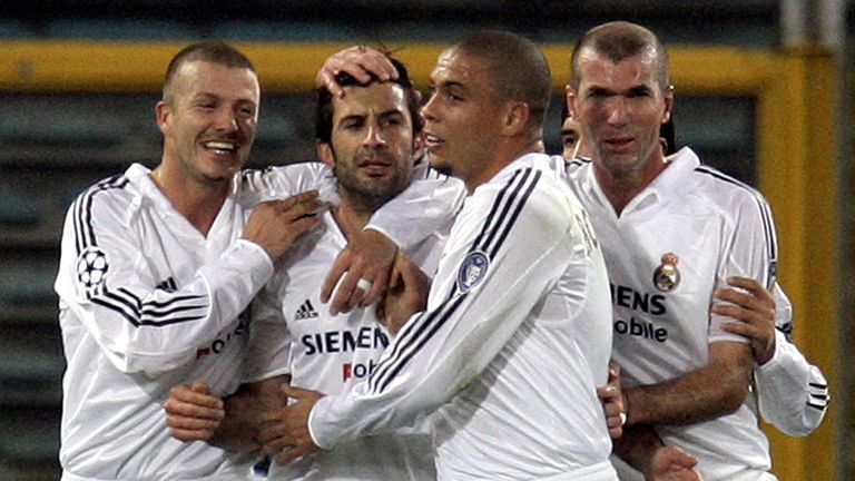 David Beckham, Luis Figo, Ronaldo and Zinedine Zidane celebrate their time at Real Madrid