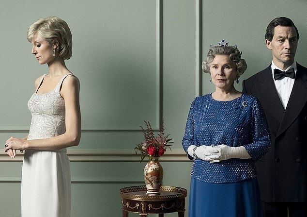 Diana is played by Debicki (pictured, left) The Queen by Imelda Staunton (pictured, right) and Charles by Dominic West (pictured, right) in the upcoming series of The Crown