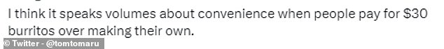 Chipotle fans took to X, formerly known as Twitter, to share their anger at the price hike with some labeling it 'expensive' and 'dried up food'.