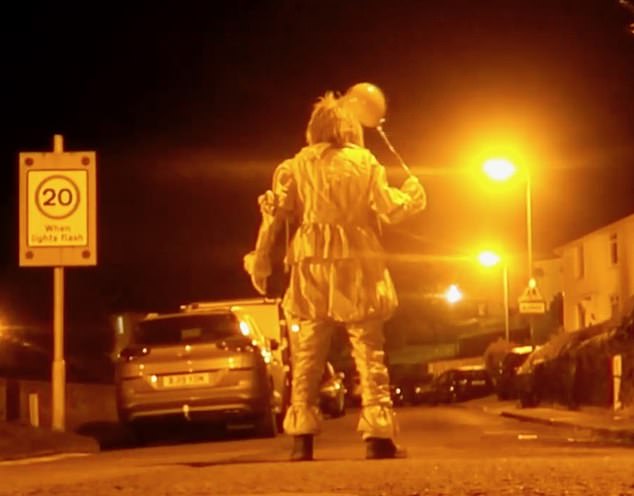 The man, dressed in the outfit of Pennywise, left red balloons around Skelmorlie in North Ayrshire