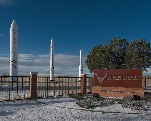 The Bitcoin operation is directly across the street from a secure Microsoft data center, and about a mile away from FE Warren Air Force Base (above), home of the 90th Missile Wing