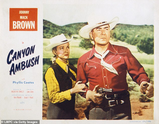 Epic: She is seen in a postcard with Johnny Mack Brown for the 1952 film Canyon Ambush