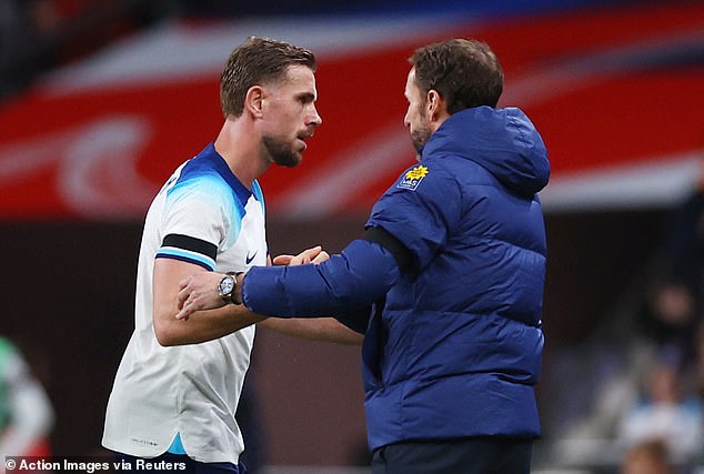 Jordan Henderson (left) captained England in the absence of Harry Kane, who was rested