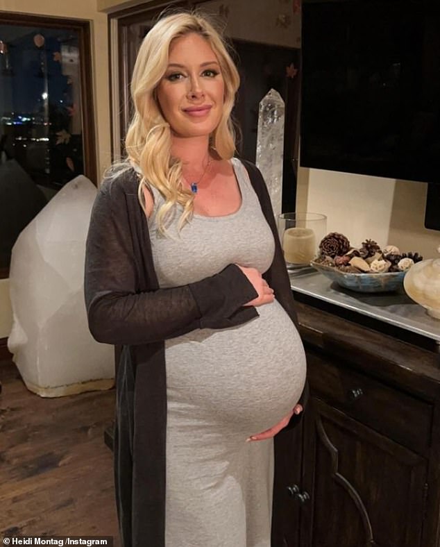 Before: The star was pictured 38 weeks pregnant with Riker last year