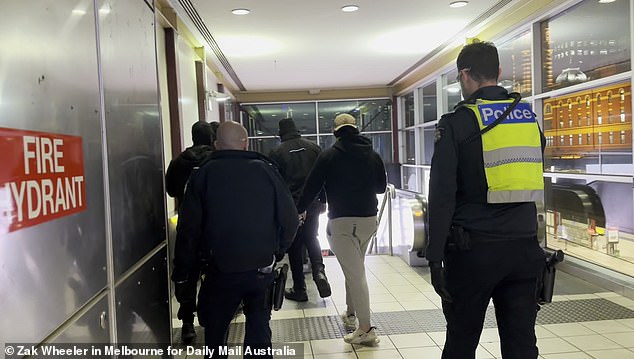 Police followed the group into Flinders Street station where they boarded an early morning train to Werribee