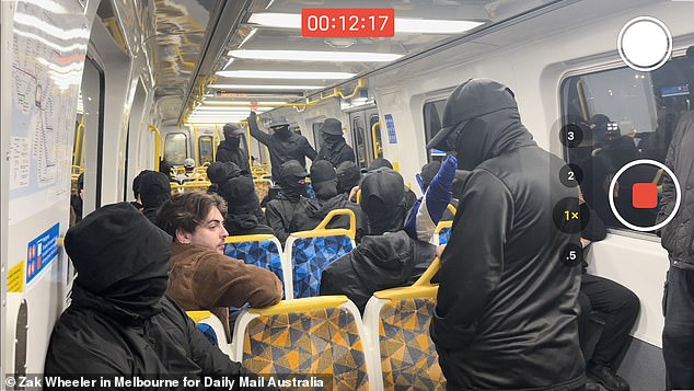 On the train the group handed out racist leaflets sang Advance Australia Fair and another racist pro-white supremacy anthem