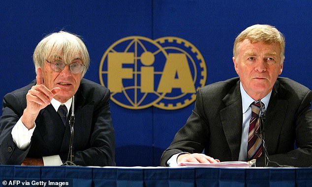 Ecclestone was a friend and business partner of the late Max Mosley (pictured with Ecclestone in 2002)