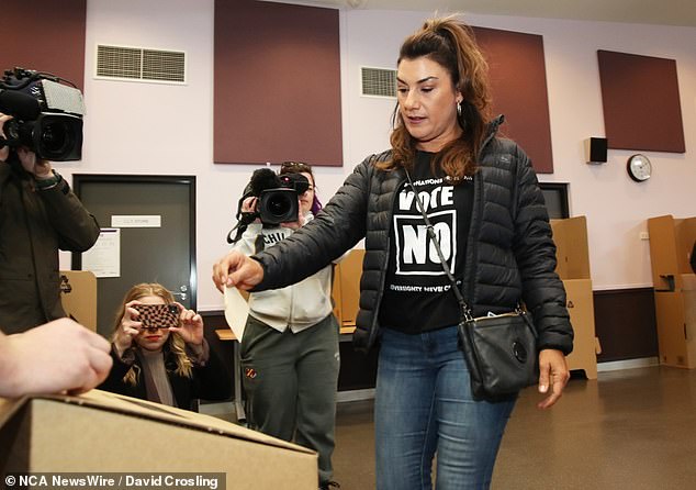 Independent Senator Lidia Thorpe casts her vote in the Vote referendum at Reservoir in Melbourne