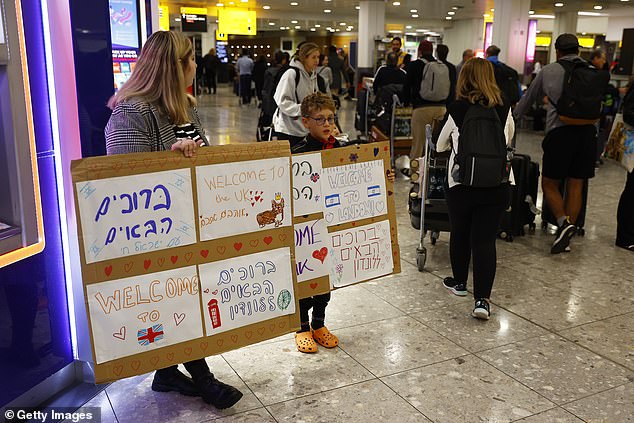 Australians have been welcomed to London after boarding the repatriation flight from Tel Aviv