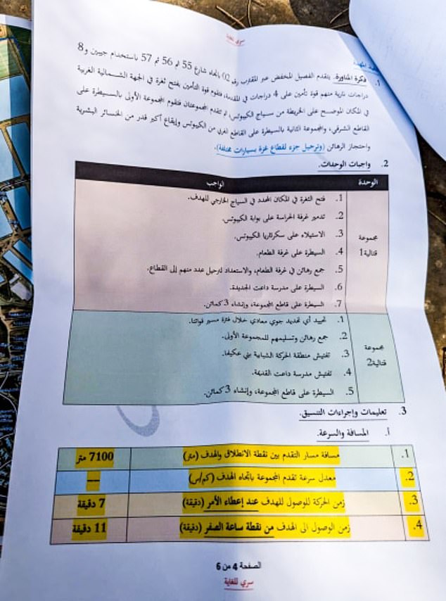 Documents found on the bodies of dead Hamas terrorists detailed their plans to attack Kfar Sa'ad