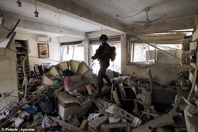 Soldiers from the IDF's Lotari unit are slowly checking the Kfar Aza kibbutz, going from house to house to clear them of any ammunition or threats.  It was here that Hamas terrorists massacred families in their homes