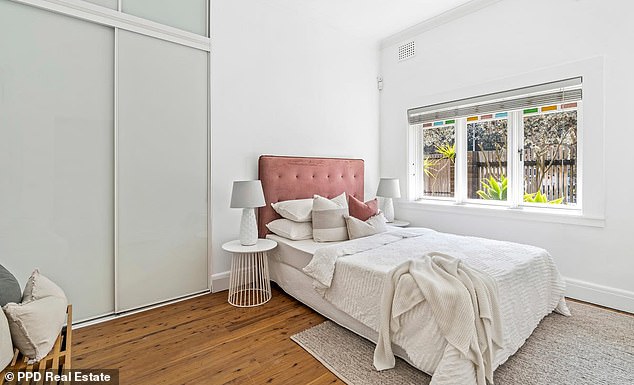 It's the only apartment that hasn't been resold in the building since it was renovated for The Block twenty years ago Pictured: One of the two bedrooms