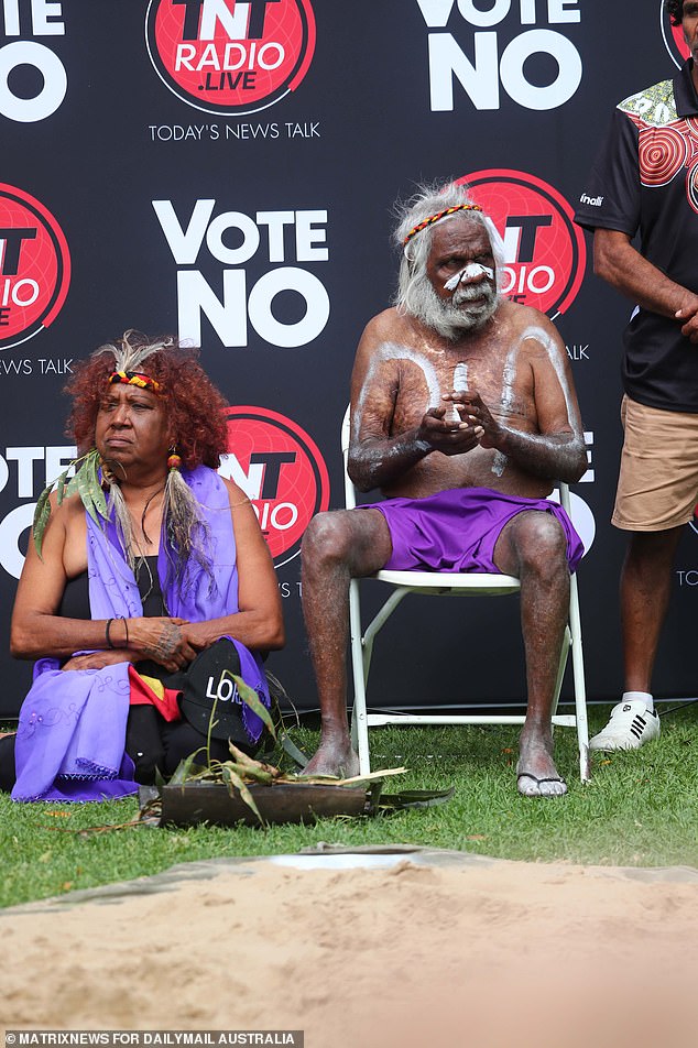 Two Aboriginal people were seen at a No rally in Sydney's Hyde Park last month