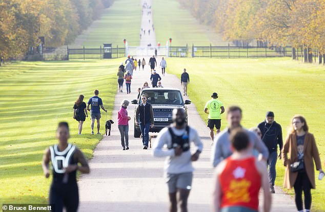 The Duke of York, 63, opted for a red jumper and blue shirt as he got behind the wheel before heading off