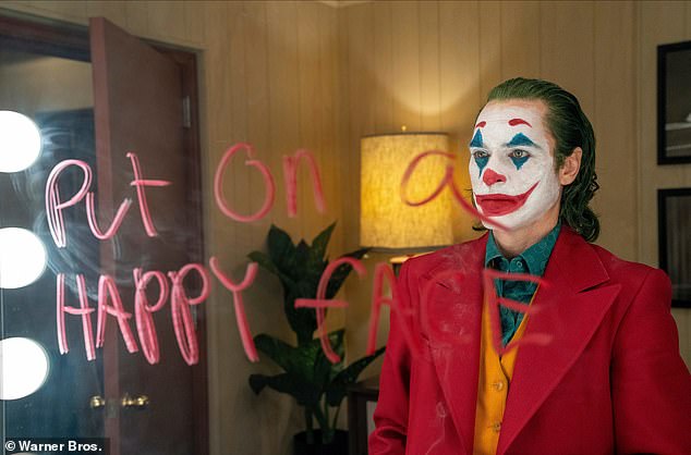 On Top: The Eras movie just missed the record for the best opening day in October as Joaquin Phoenix's Joker (pictured) grossed $39.3 million in 2019