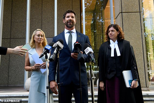 Mr Russell was present at the Sydney Federal Court for every minute of the trial, sitting at the back of the court, while his Ms Giles and Ms Chrysanthou, SC, said he felt 'violated' by the articles