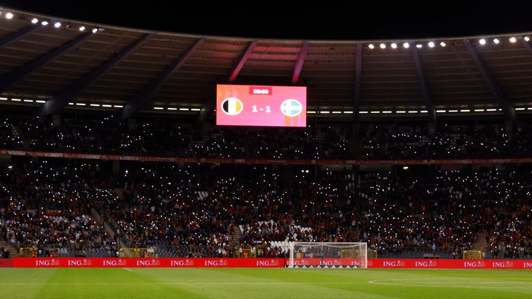 Supporters turned on their mobile phone lights during half-time