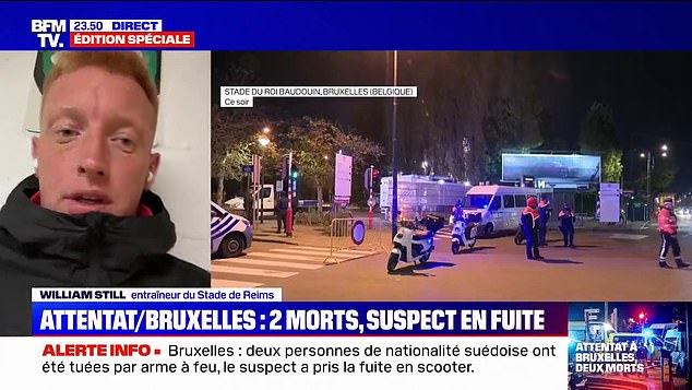 He was still speaking to BFMTV from the ground as he waited to leave after Monday night's events