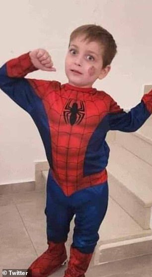 Another tragic victim of the attacks appears to be a boy named Eitan (pictured), who, according to the official Israeli account on X (formerly Twitter), was celebrating his fifth birthday when he was murdered by Hamas gunmen.