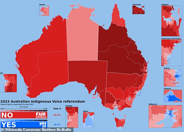 States and territories across Australia (pictured) are making plans to create their own Indigenous Voice in their respective jurisdictions, despite Saturday's disastrous referendum vote, which failed spectacularly