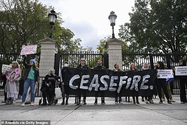 Protesters demanding an end to Gaza 'genocide' and an Israeli ceasefire swarmed the complex as President Joe Biden held national security meetings inside