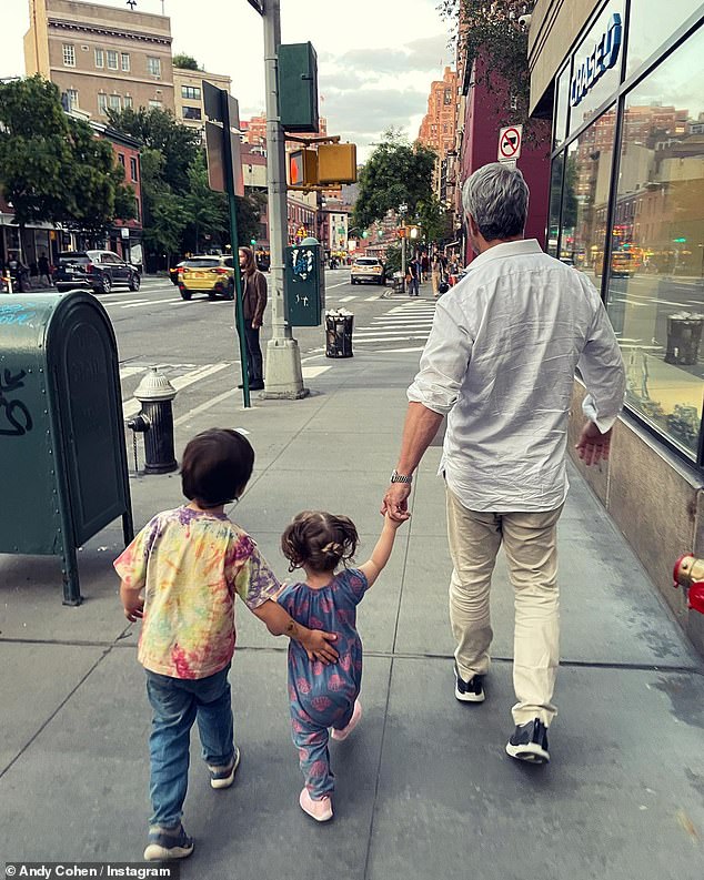 Manhattan: The star is raising her kids in the Big Apple (seen last month with both kids)