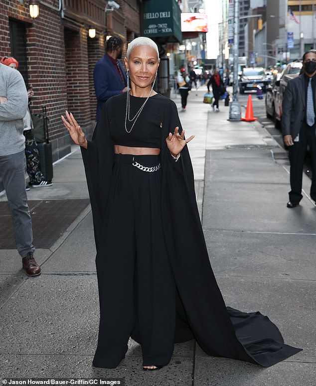 Busy in the Big Apple: Jada (pictured Monday) officially kicked off her 12-day signing tour Monday evening at the Perelman Performing Arts Center in Manhattan with moderator Arianna Huffington