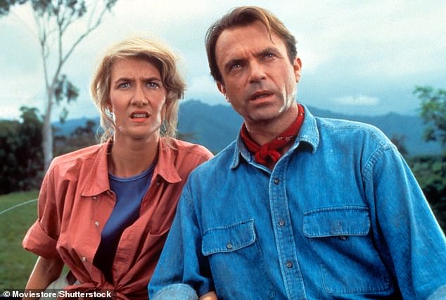 Neill's best-known international role was as Dr.  Alan Grant in Jurassic Park.  He is pictured with Laura Dern who is Dr.  Ellie Sattler stars in the 1993 film directed by Steven Spielberg