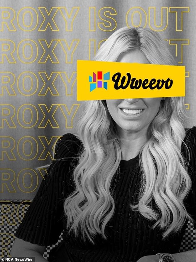 Sharing an image of the socialite, the new brand's marketing strategy included editing their logo in front of Roxy's eyes as she was booted from the page.