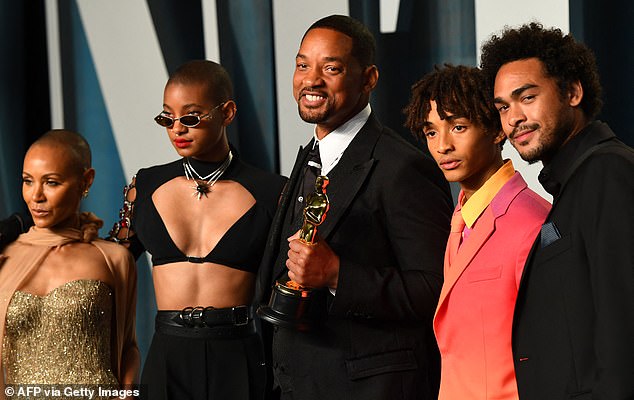 Show of support: Despite the split, Jada, Willow, Trey Smith and Jaderi Smith showed up to support Will when he won the Best Actor Oscar for King Richard in 2022