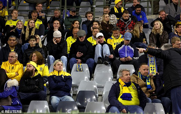 Swedish fans were kept in the stadium after Euro 2024 qualifying was abandoned