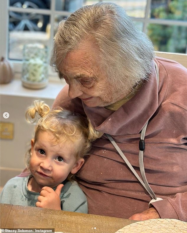 'Magical': Stacey described her gratitude for being able to make 'more precious memories' since her grandmother moved into a care home (grandmother pictured with daughter Rose, two)