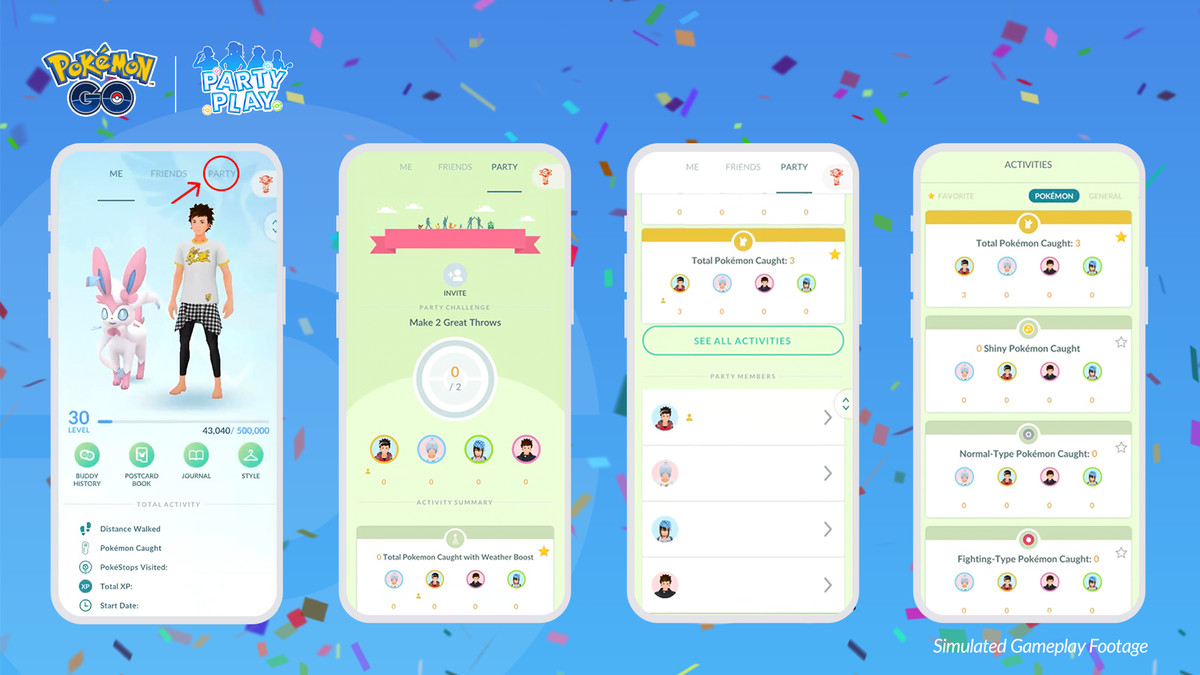 Showing Party Play stats in Pokémon Go