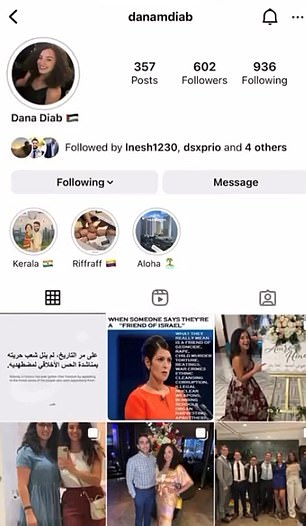 Diab's Instagram account has since been made private, but she appears unrepentant, with an 