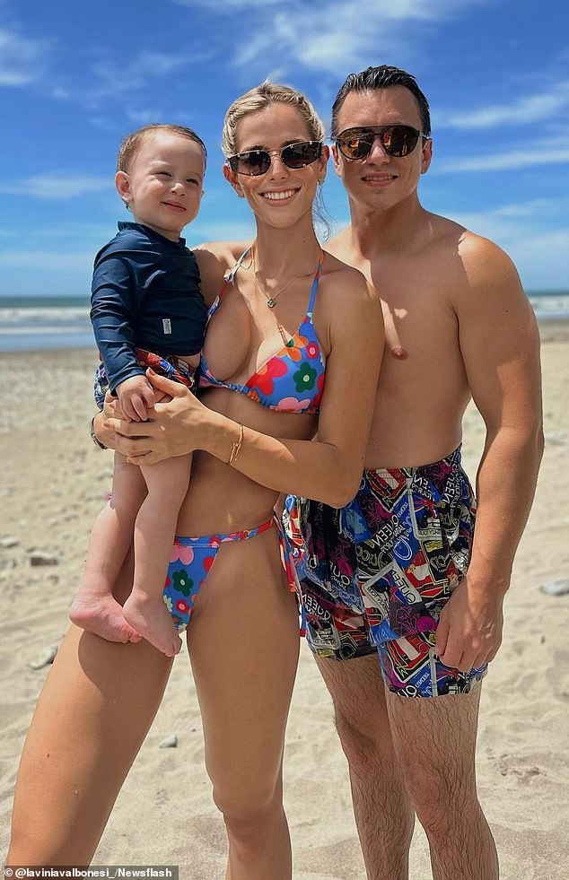 Angela, who shares a son named Alvaro with her husband (the family pictured on the beach) is a nutritionist and social media influencer