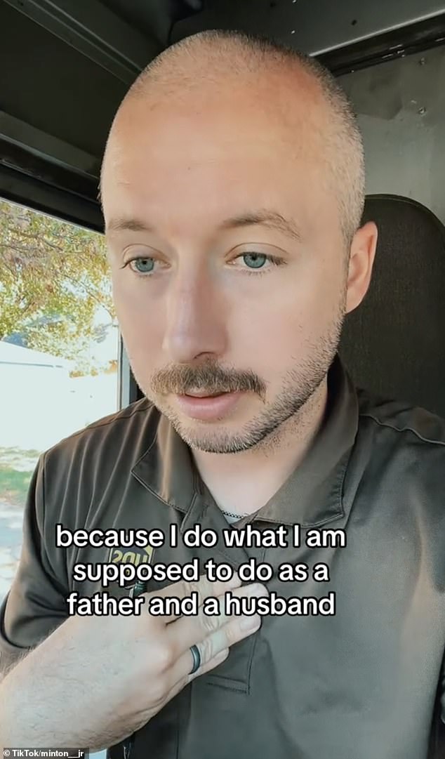 The UPS worker went on to explain that his reason was far from misogynistic, saying, “I do what I have to do as a father and husband: I cook.  I clean.  I am doing the laundry.  I take care of the children