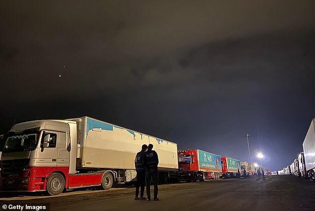 As Blinken made his announcement, dozens of truckloads of humanitarian aid lined up at the Gaza-Egypt border crossing, awaiting entry.