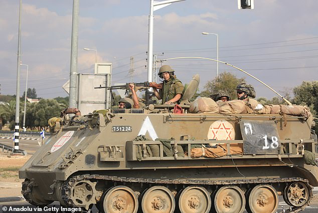 Blinken said his six-hour talks with Israel had yielded agreements for humanitarian aid to enter Gaza, and also included discussions on safe zones for Gazans.  In the photo: an Israeli tank near the Gaza border