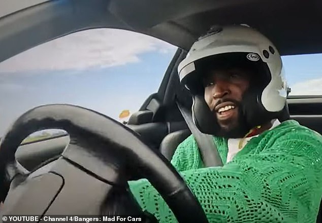 The trailer for the new series shows the rapper running wide on the track and then frantically trying to get more grip on the wheel as the Honda NSX understeers off the track