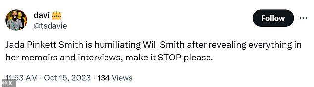 Too much: But even as she looked overjoyed, fans and viewers of her recent interviews were upset about her revelations, especially because of the way she might make her estranged husband Will Smith feel