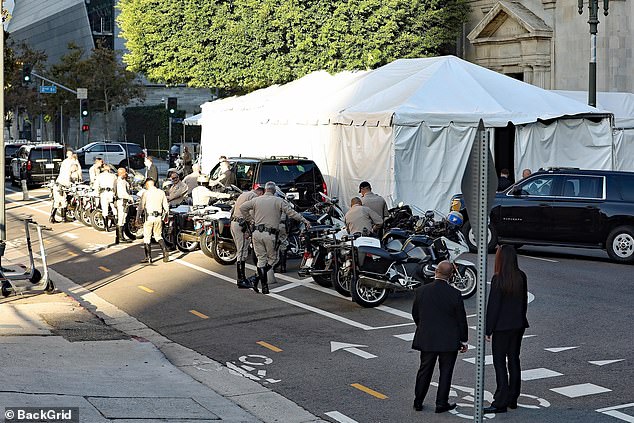 Tents were set up outside the cathedral so that guests could come and go unseen