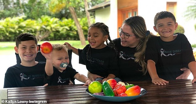 Kailyn is a mother of five children.  Pictured are four of her sons, from left to right: Isaac, 13;  Creed, 2;  Lux, 5;  and Lincoln, 9