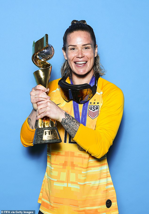 Soccer superstar: Harris joined the National Women's Soccer League's Orlando Pride in 2016 and remains there until 2021;  seen in 2019