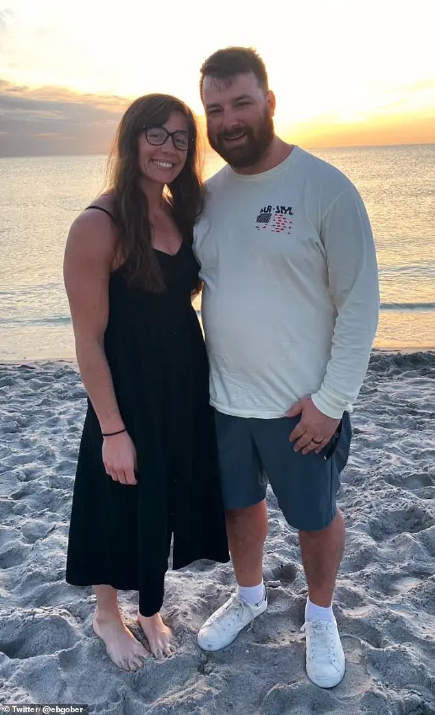 Blake Gober, 33, was arrested three years after he said he returned a Hertz rental car he got from a West Virginia location in November 2019.  Gober pictured with his wife Erica