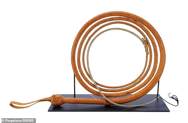 Also from the film series, the whip used by the Jones character in the 1984 film Indiana Jones and the Temple of Doom is estimated to sell for between $115,000 and $230,000