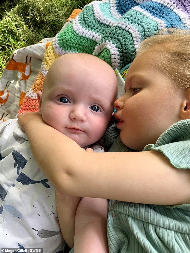 Nellie's parents have now vowed to 'find the joy of everyday life', make the most of the time they have with their daughter and 'continue to live and not focus on death'.  Nellie's brother, five-month-old Ozzy, has since tested negative for MLD.  In the photo Nellie with brother Ozzy