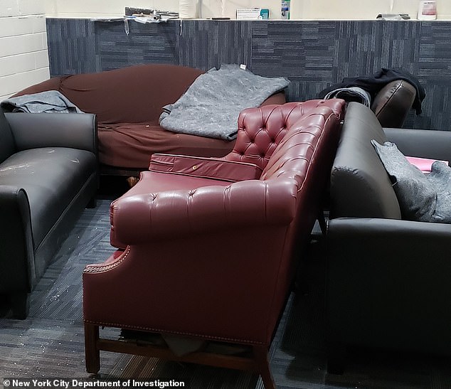 Department of Corrections staff didn't stop themselves from turning part of the abandoned prison into a makeshift employee lounge